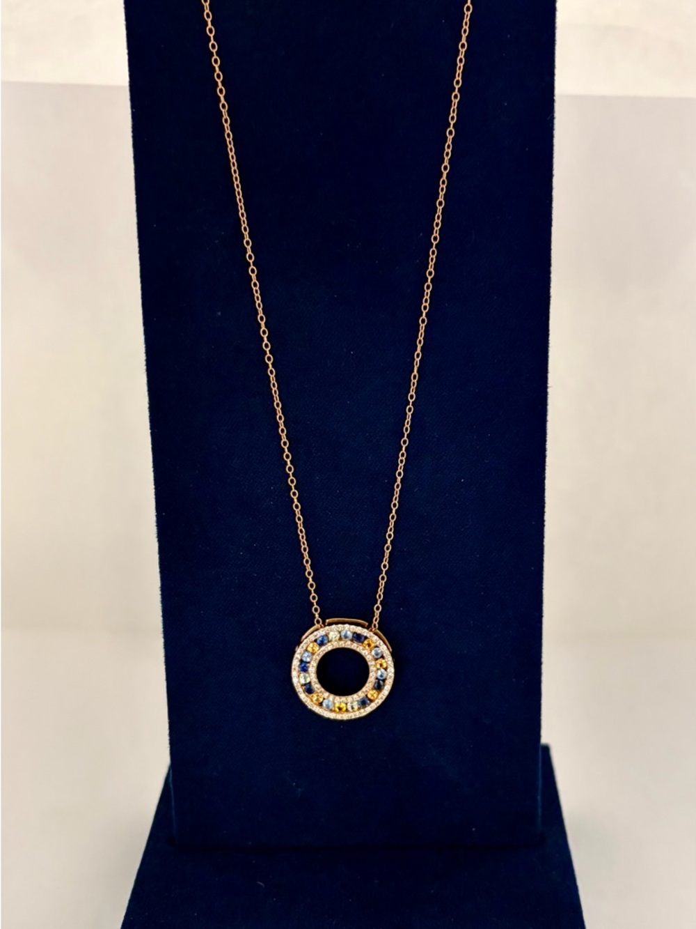 Rose Gold Natural Diamond & Sapphire Pendant.